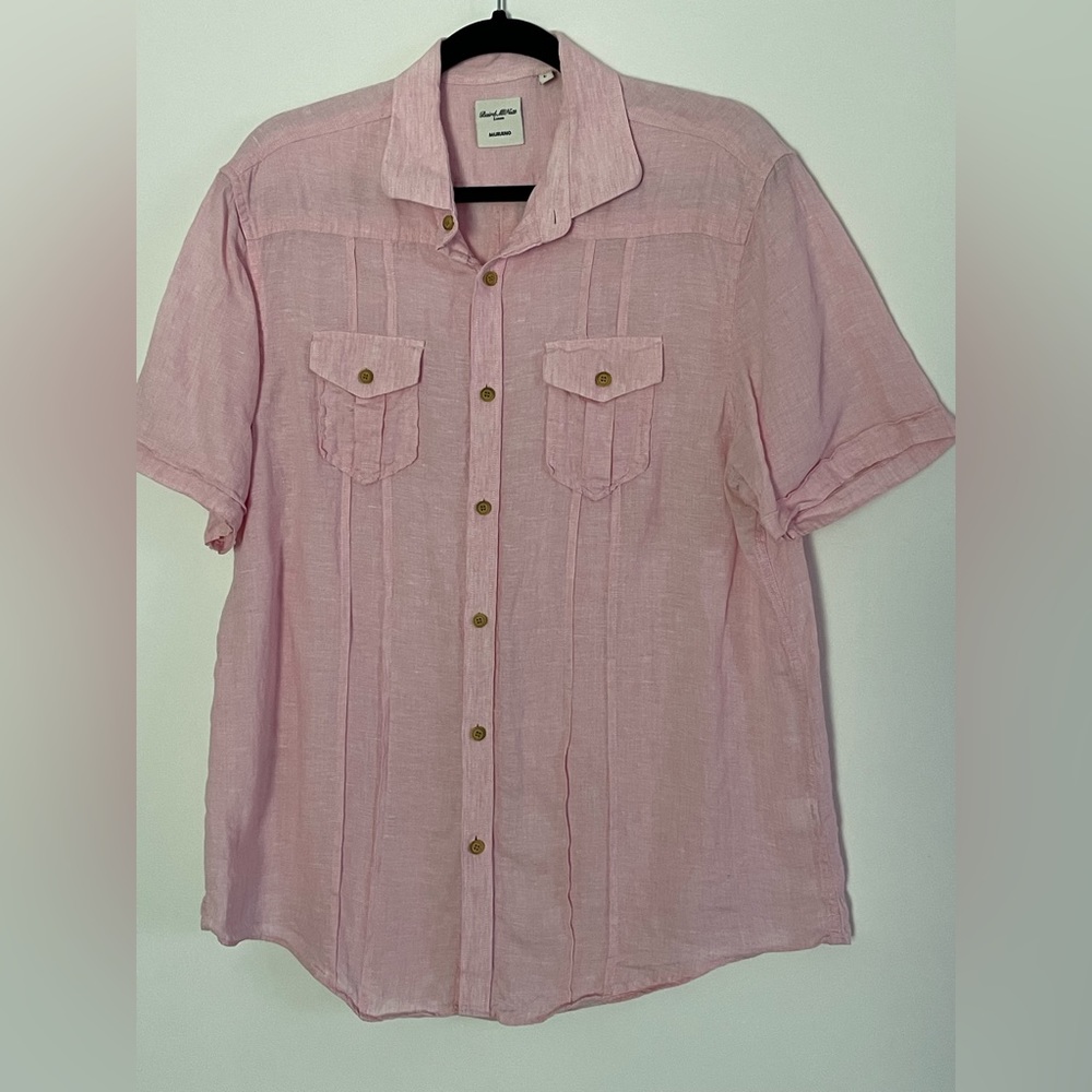 Baird McNutt Murano 100% Linen Pink Button Shirt Men's Size Large G67